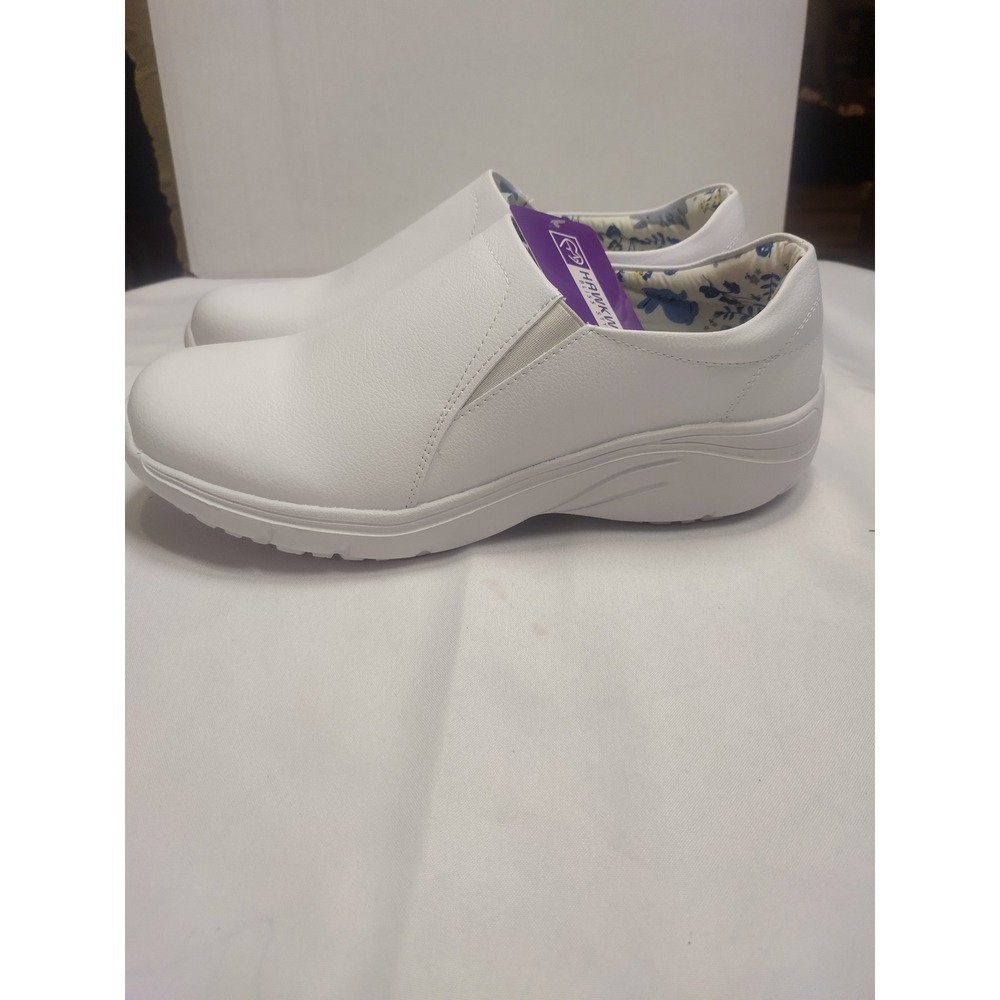 Hawkwell Bliss Style Nursing Shoes Womens 11 White Slip On Floral Bunny Lining